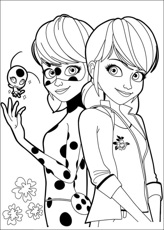 Online coloring book: Coloring page Marinette and the ladybug